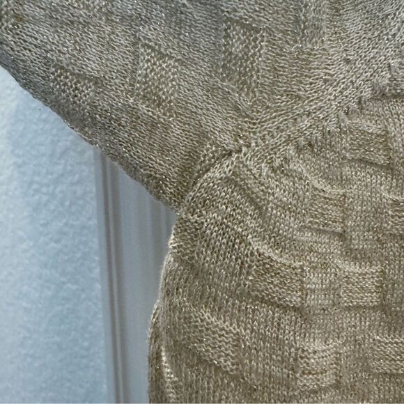 Chico's Easywear Textured Open-Front Cardigan in Beige and Gold 3 16 XL - Picture 7 of 9